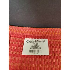 Crate & Barrel “Belize – Watermelon” Woven Placemat Set 2 Plus a Center Mat